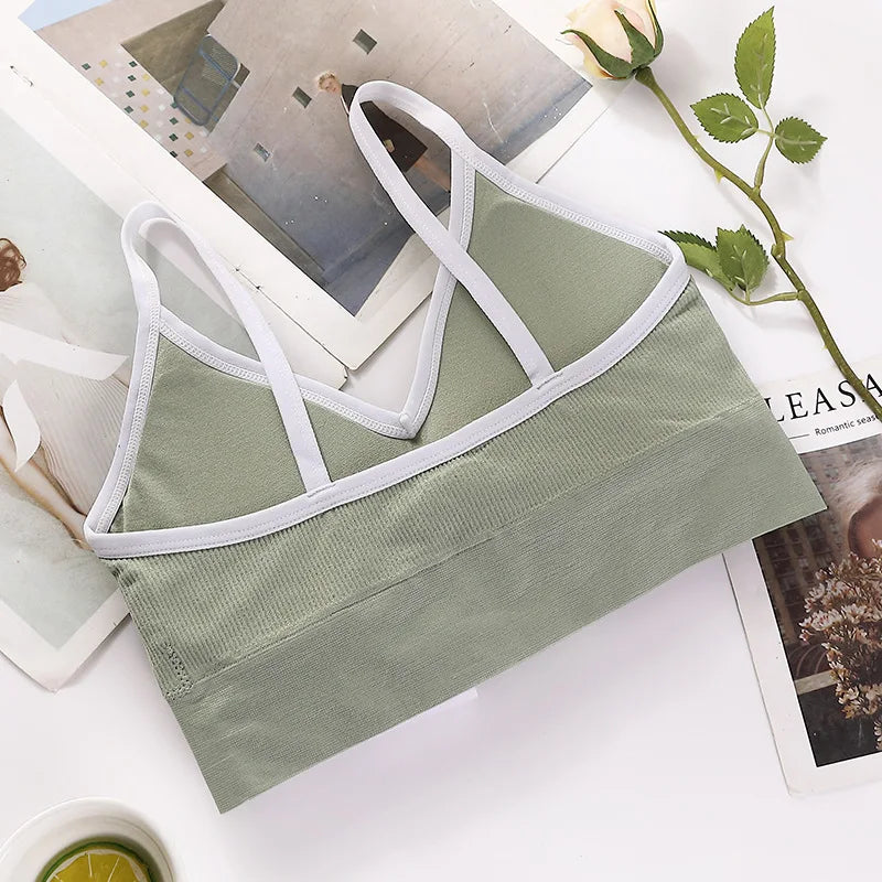 Seamless Tube Top Women Crop Top Fitness Bras Ribbed Top Seamless Bandeau Female Sexy Lingerie Fashion Underwear Removable Pads Aviola