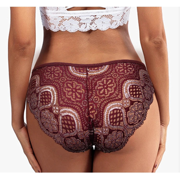 Woman Lace Panty Sexy Weave Panties for Women Floral Briefs Female Underwear Printed Underpants Fashion Sexy Lingerie NK2135 Aviola