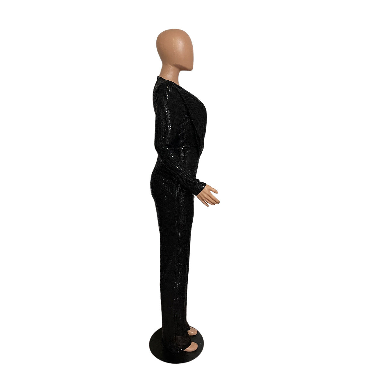 Women Jumpsuits V Neck Rompers Overalls One Piece Formal High Waist Pullover Sexy Sequins Solid Full Length Spring 2024 Aviola