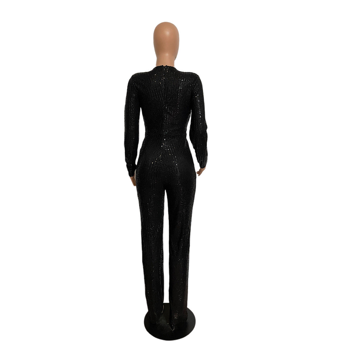 Women Jumpsuits V Neck Rompers Overalls One Piece Formal High Waist Pullover Sexy Sequins Solid Full Length Spring 2024 Aviola