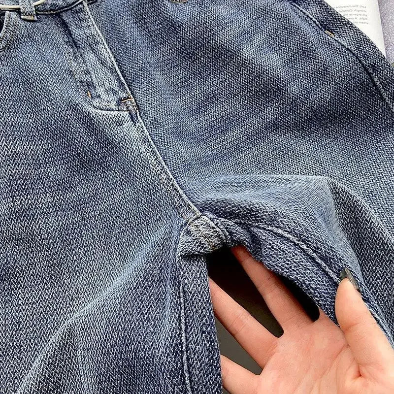 Jeans Women Wide Leg Pants Denim High Waist Zipper Fly Vintage Pockets Button Floor Length Trousers Straight Casual Denims Aviola