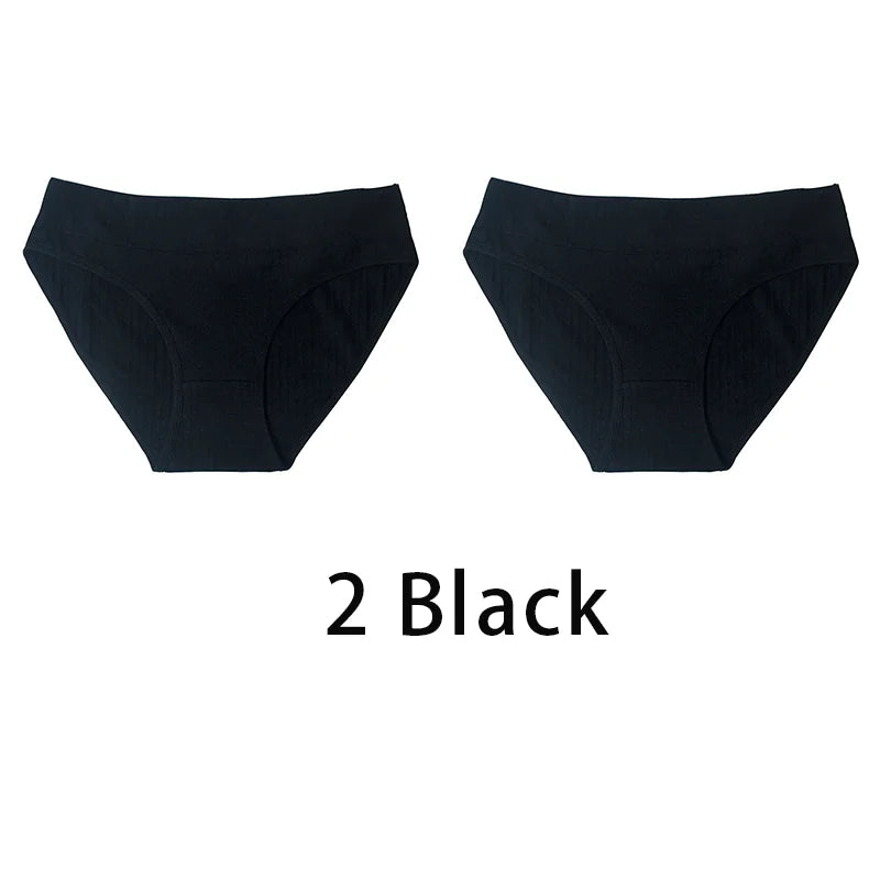 2PCS/Set Women Plus Size Seamless Cotton Panties Daily Underwear Sexy Female Rib Underpants Girls Comfort Briefs Lingerie 835 Aviola