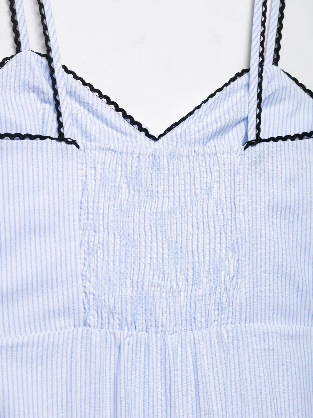 UNIZERA Pleated contrast lace trim striped suspender dress 2025 summer new arrivals women's casual loose midi dress Aviola