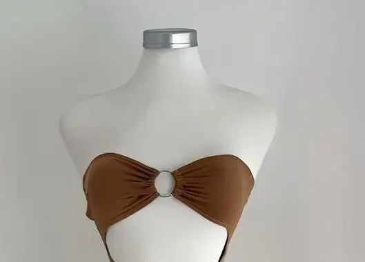The 2025 summer new solid color sleeveless sexy strapless cutout long dress from Europe and America Aviola