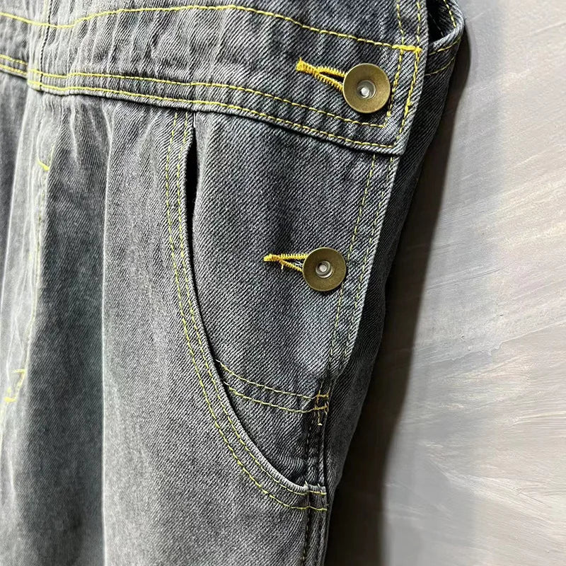Jumpsuits Women Causal Loose Denim One Piece Mom Jeans Suspenders Overalls Wide Leg Long Pants High Waist Rompers Y2k Streetwear Aviola