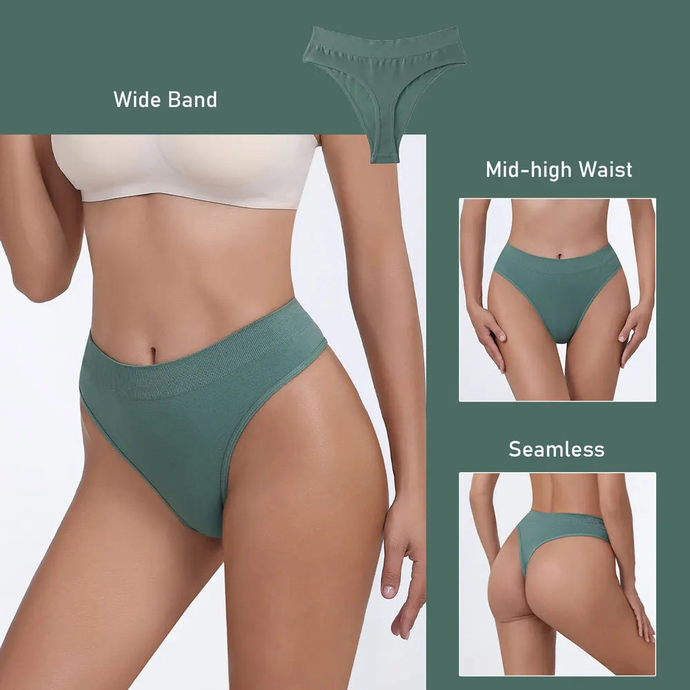 5pcs Women's High-Waisted Thong Cotton Comfortable Sexy Female Underpants Panties Briefs Intimates Ladies Underwears Aviola