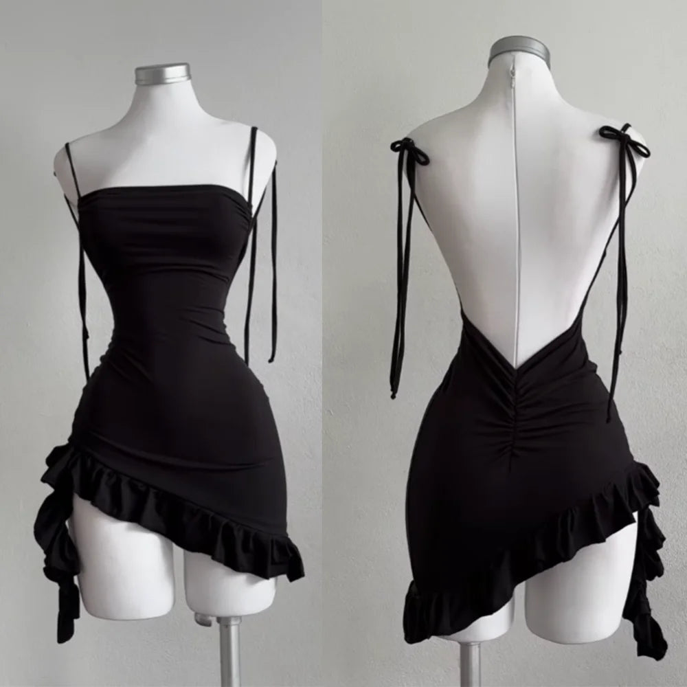 High-end feel Y2K sexy backless lace up spicy girl's hip hugging skirt Aviola
