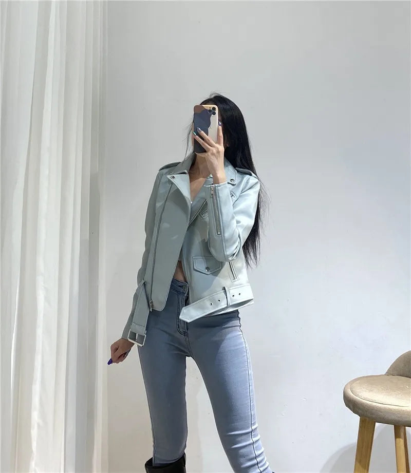 RARF Spring and Autumn 2024 The new belt detachable epaulet motorcycle jacket leather jacket Aviola