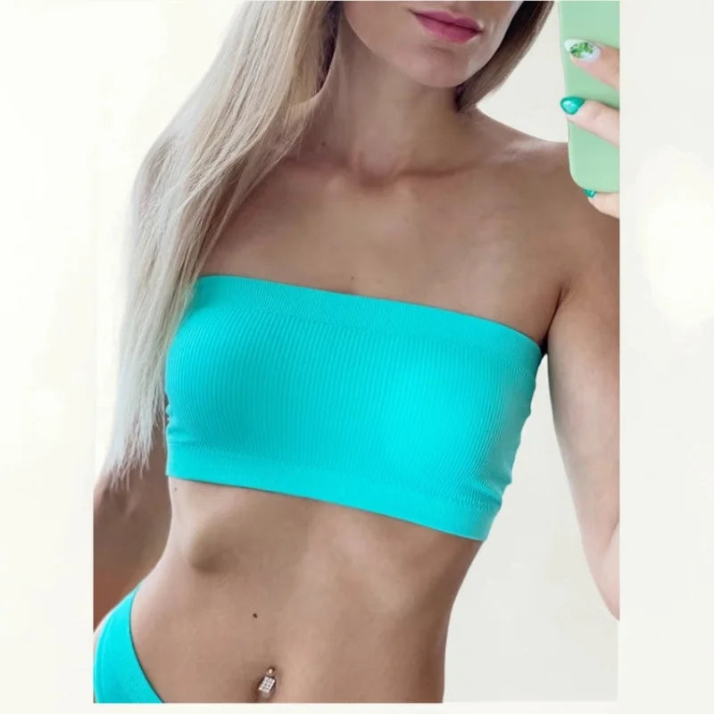 Seamless Tube Tops Women Strapless Push-Up Bra Women's Summer Bandeau Underwear Sexy Lingerie Sports Bras Solid Color Crop Tops Aviola
