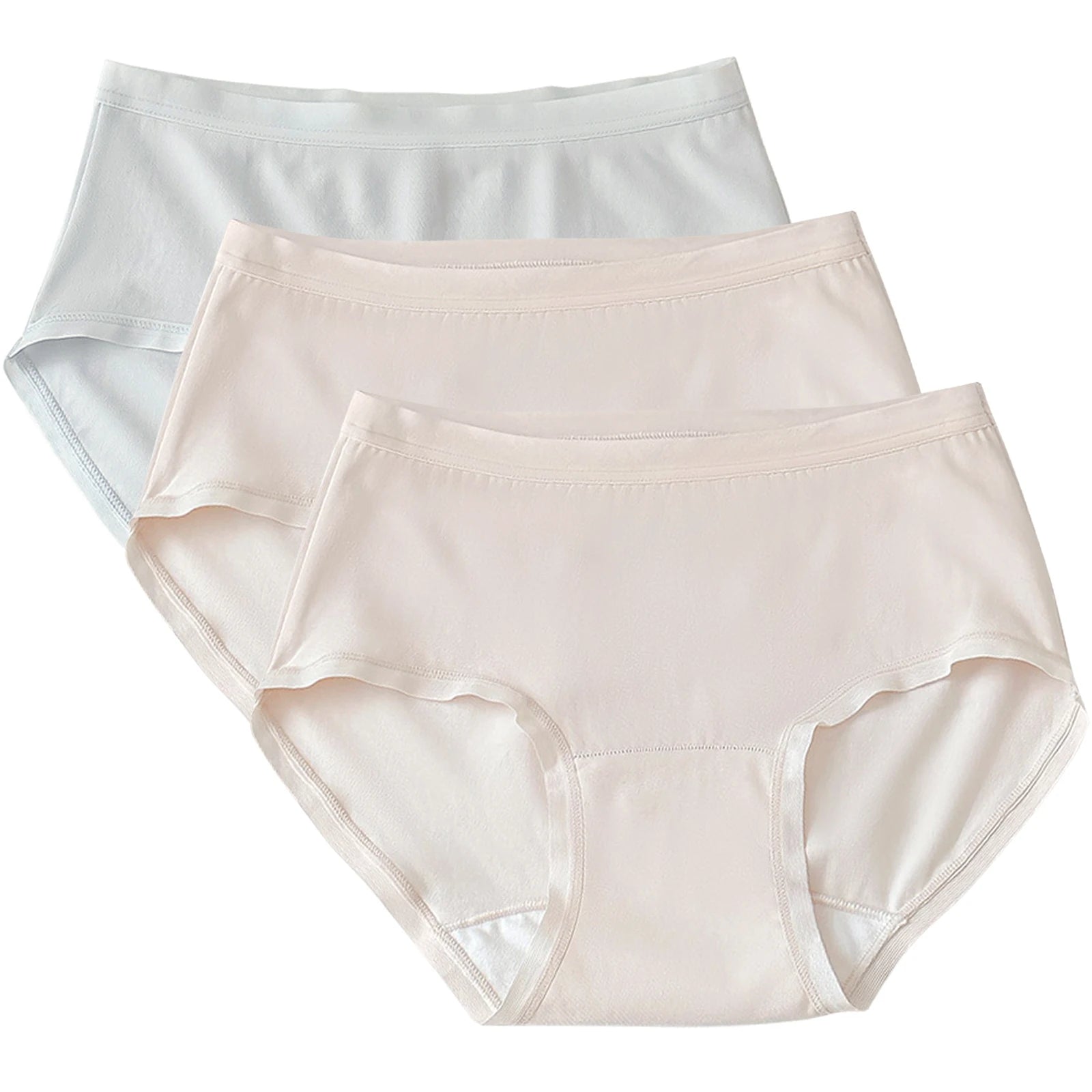 3pcs/Set Plus-Size Cotton Underwears for Women Girl Solid Color Breathable Underpants Comfortable Soft Panties Aviola
