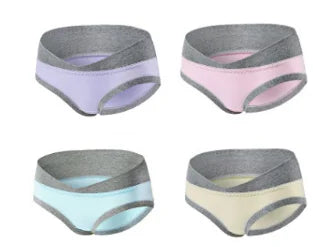 4PCS/Set V-Shape Low Waist Stitching Color Stylish Soft Comfortable Seamless Underpants Set for Pregnant Women Aviola