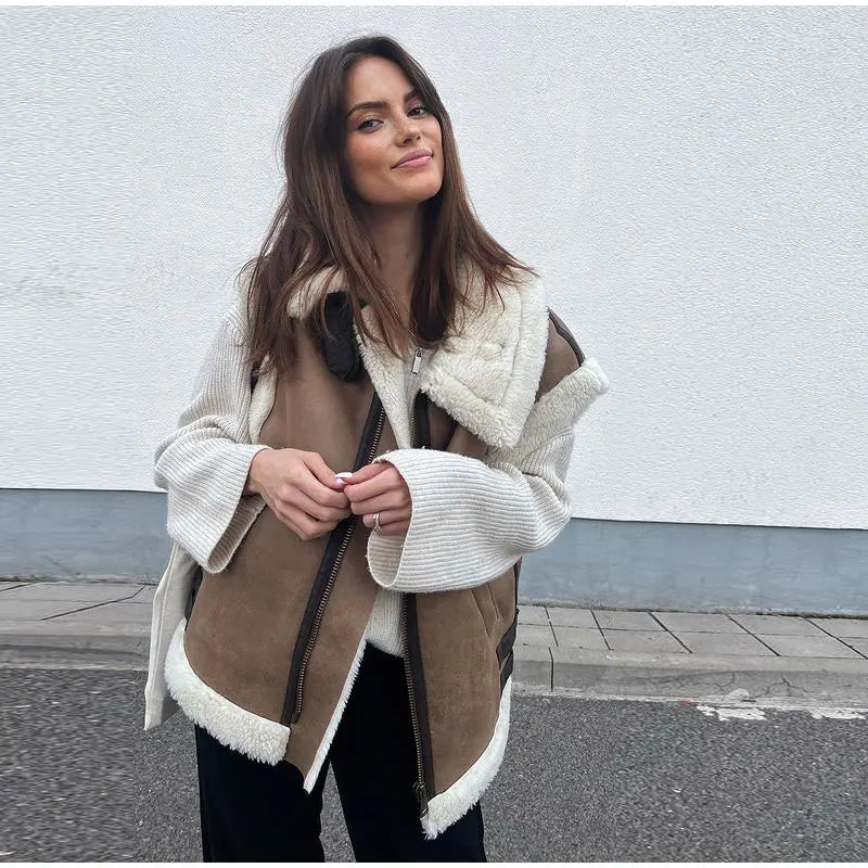 RARF Autumn Winter Women Fur Vest High Street Female Faux Sheepskin Fur Waistcoat Chic Fleece Thick Warm Sleeveless Outwear Aviola