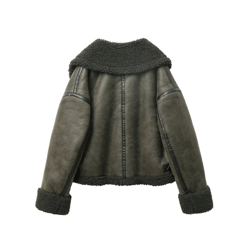 RARF 2024 women's thickened warm fur integrated grab fleece double-sided jacket jacket women's biker top Aviola