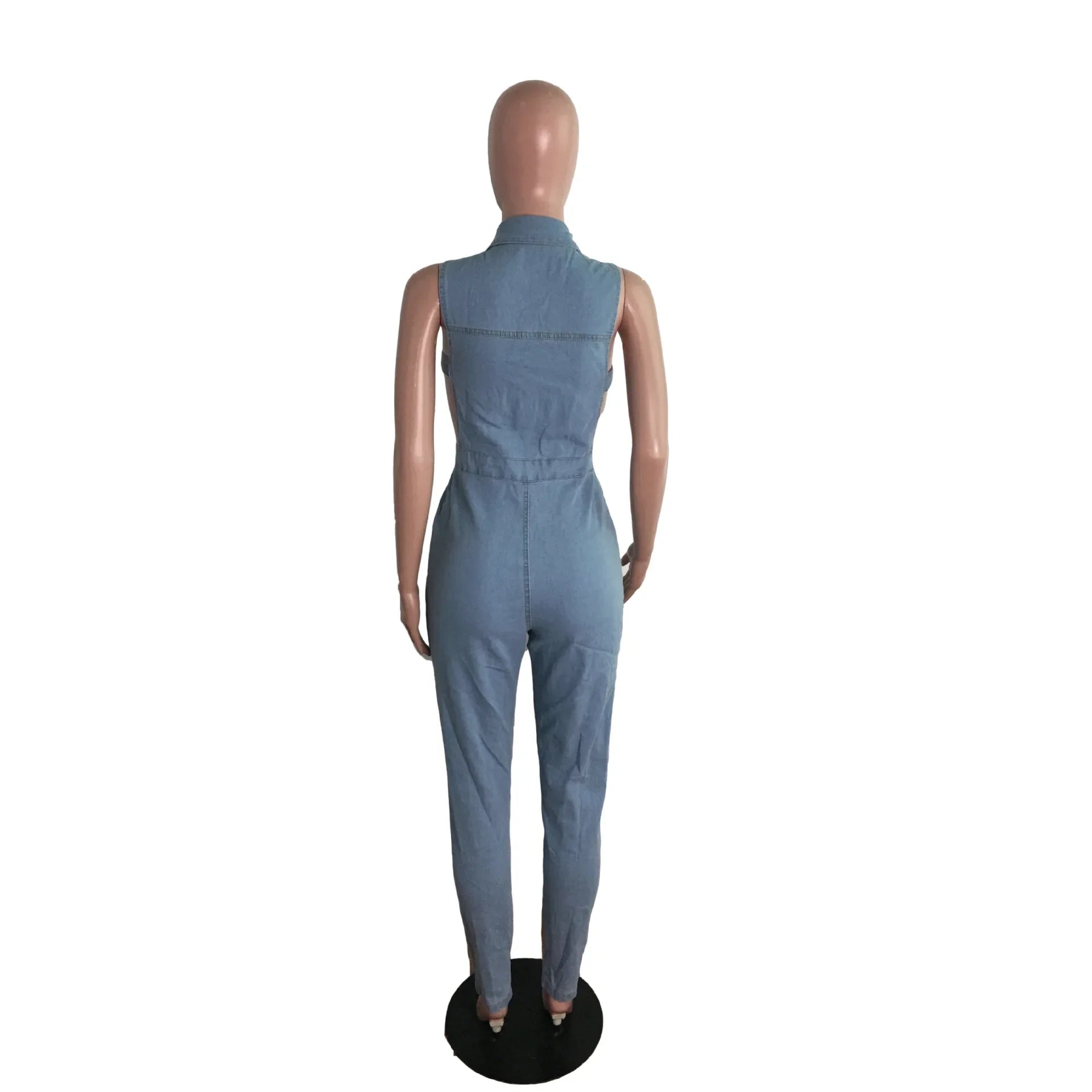 Hollow Denim Ankle Length Pants Women Overalls Spliced Washed Pencil Jeans Vintage Skinny Jean One Piece Button Sexy 2025 Aviola