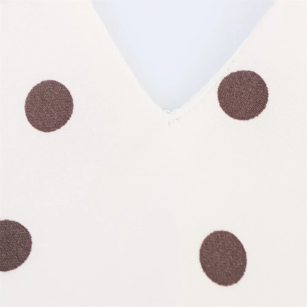 BM&MD&ZA2025Polka dot satin texture V-neck backless seaside holiday style A-line dress long skirt summer new women's clothing Aviola