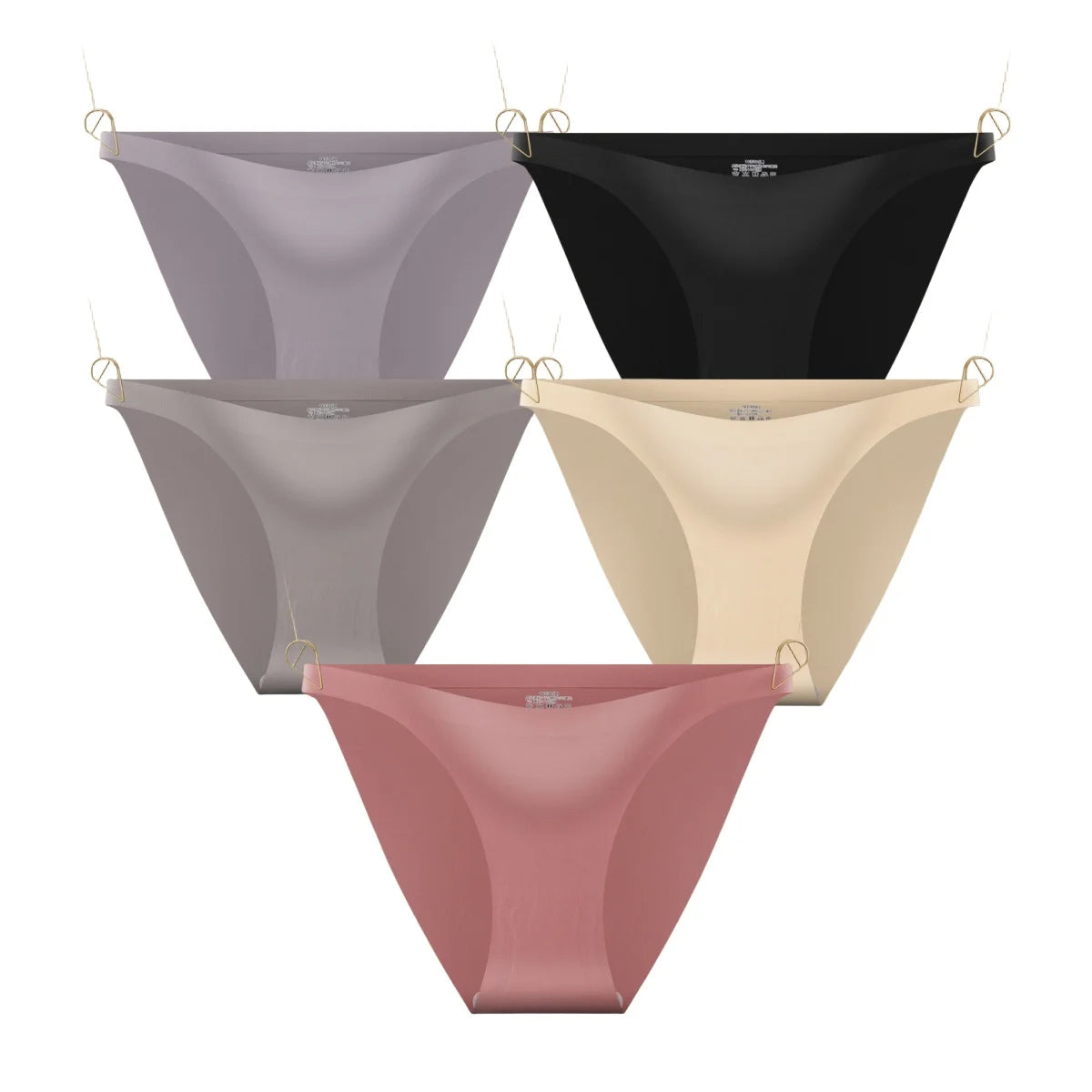 5Pcs/Set Seamless Briefs Ice Silk Panties Women Sexy Underwear Low Waist Underpants Female Solid Color Ultra-thin Lingerie Aviola