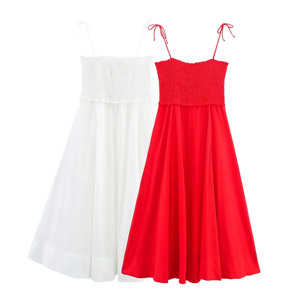 BM&MD&ZA2025holiday style sweet simple splicing sling dress loose long skirt summer women's clothing Aviola