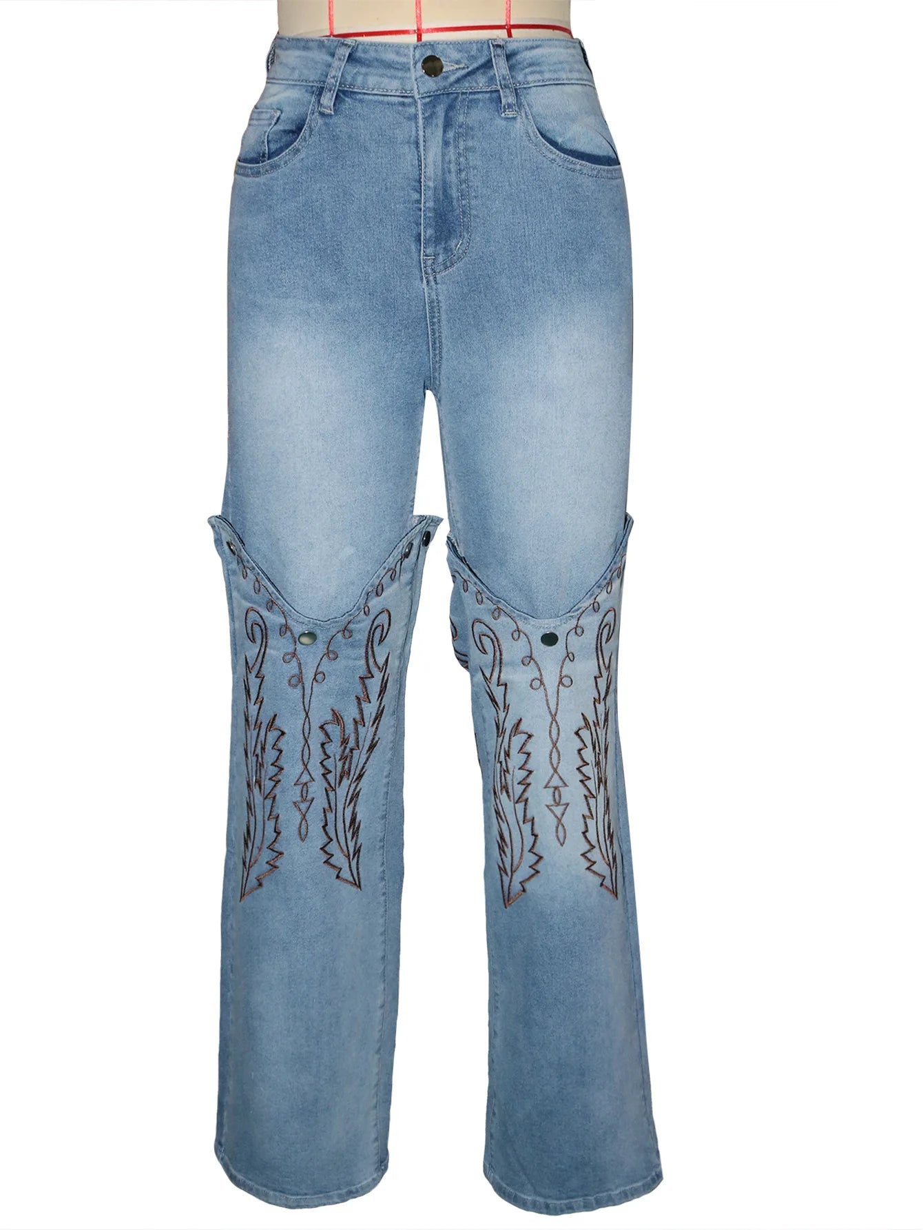 Denim Pant Women Jeans Wide Leg Long Pants High Waist Straight Trousers Y2k Streetwear Embroidery Splice Mom Jeans Party Club Aviola