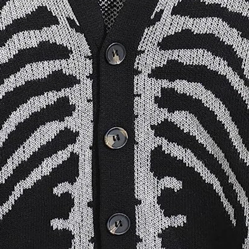 Autumn Winter Knit Sweater Coat 2023 Halloween Skull Knitted Cardigan Women Loose Female V Neck Coat Long Sleeve Tops Jacket Aviola
