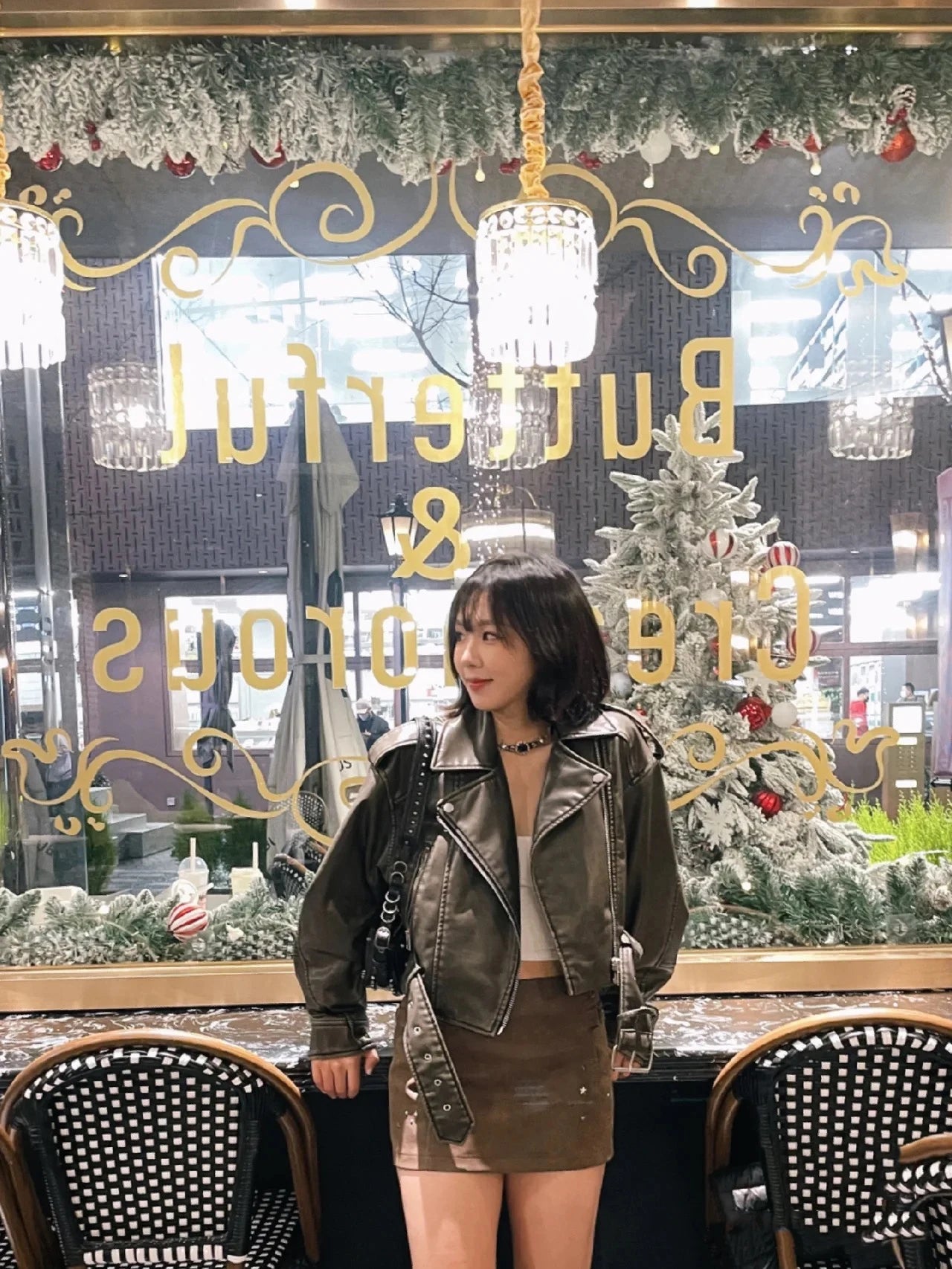 Chaqueta de cuero lavado con cinturón para mujer, abrigo corto con cremallera degradada y cuello vuelto Vintage, chaqueta elegan Aviola