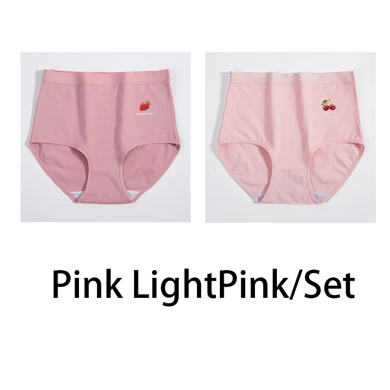 2Pcs/Set Women Printed Big Size Panties Cotton Underwear Lingerie Plus Size Sexy Female High Waist Comfort Briefs Aviola