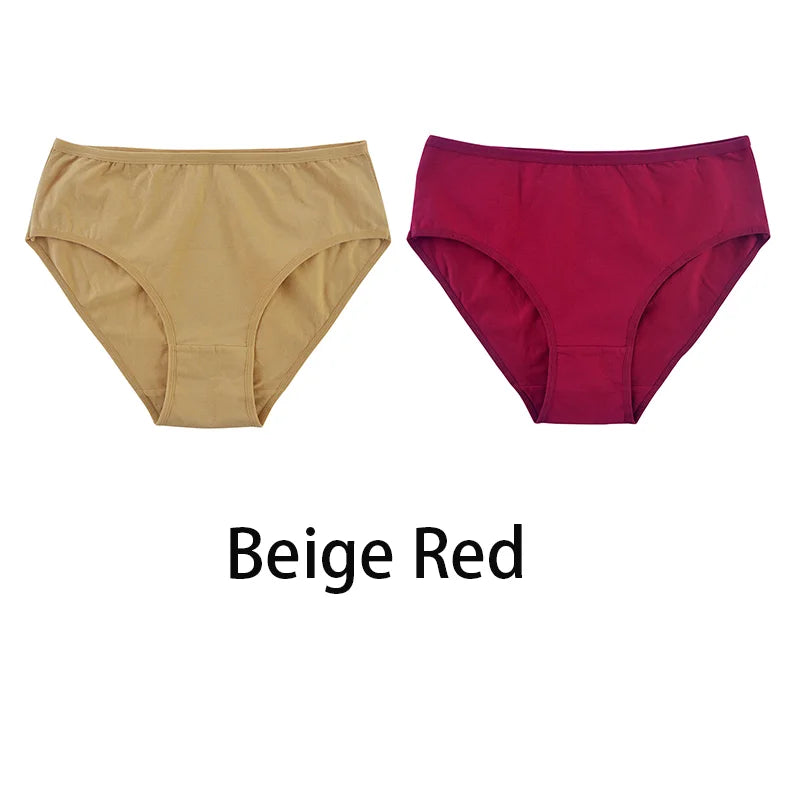 2PCS/Set Women Sexy 95% Cotton Panties Plus Size Underwear Female Underpants Girls Soft Briefs Comfort Lingerie Aviola