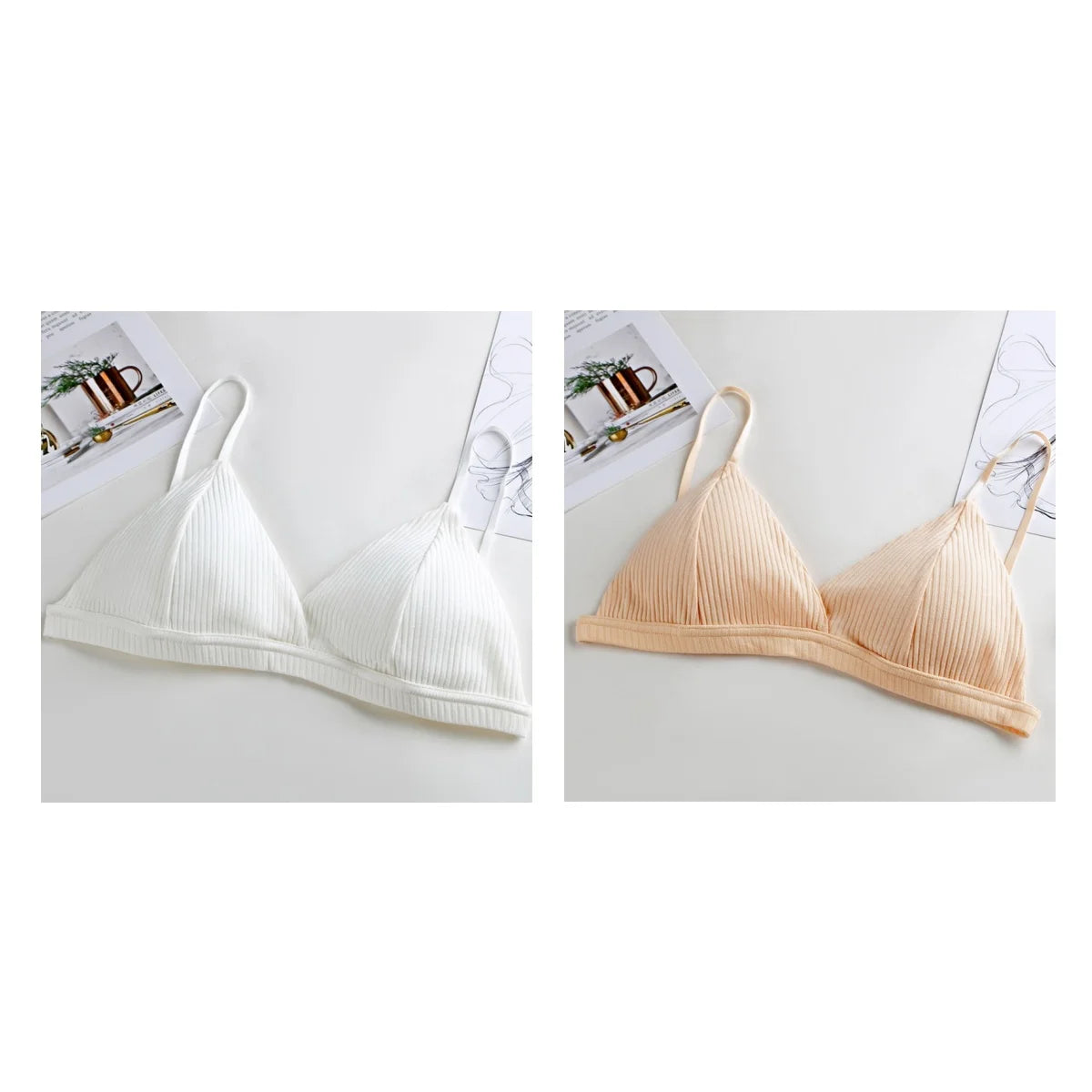 2Pcs/Set Cotton Bras For Women Push Up Bralette Sexy Lingerie Brassiere Female Wire Free Seamless Underwear Padded Bras Aviola