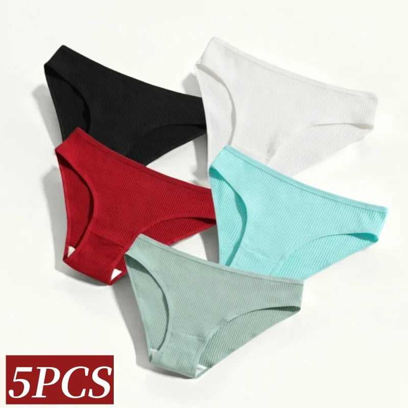 5Pcs/Set Women's Cotton Panties Sexy Underpants Solid Color Briefs Female Comfortable Stretch Soft Lingerie S-XXL Aviola