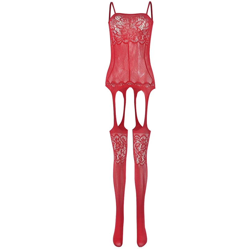 Lace Floral Mesh See Through Bra Sets Erotic Crotchless Women Fishnet Hollow Bodystocking Sexy Open Shoulder Strap Underwear Set Aviola