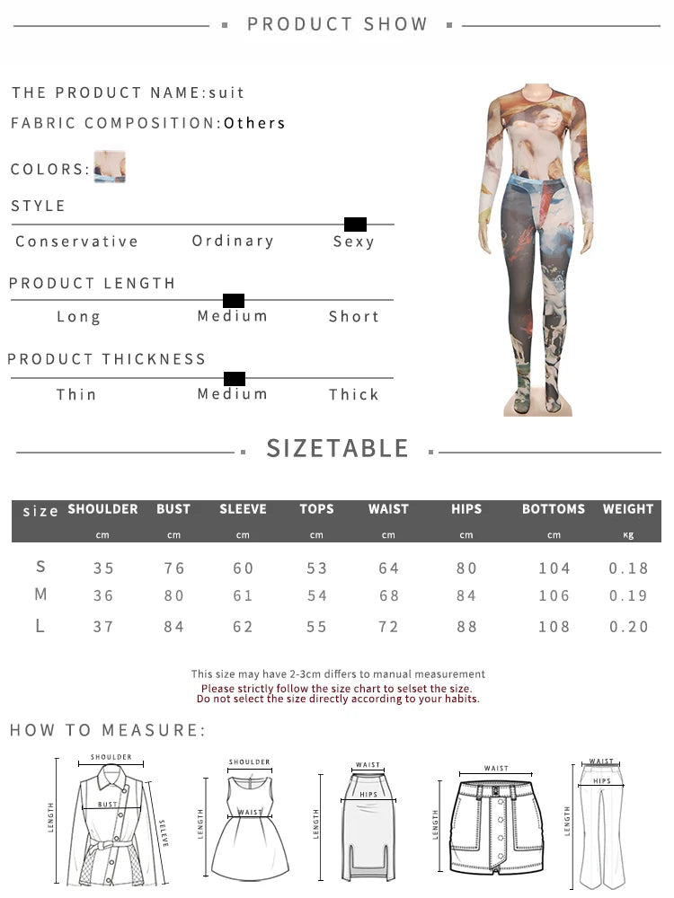 Nibber Skinny Aesthetic Print Women Tracksuit 2 Piece Set Sexy Hipster Thin Bodysuit+Leggings Tight Stretch Street Matching Suit Aviola