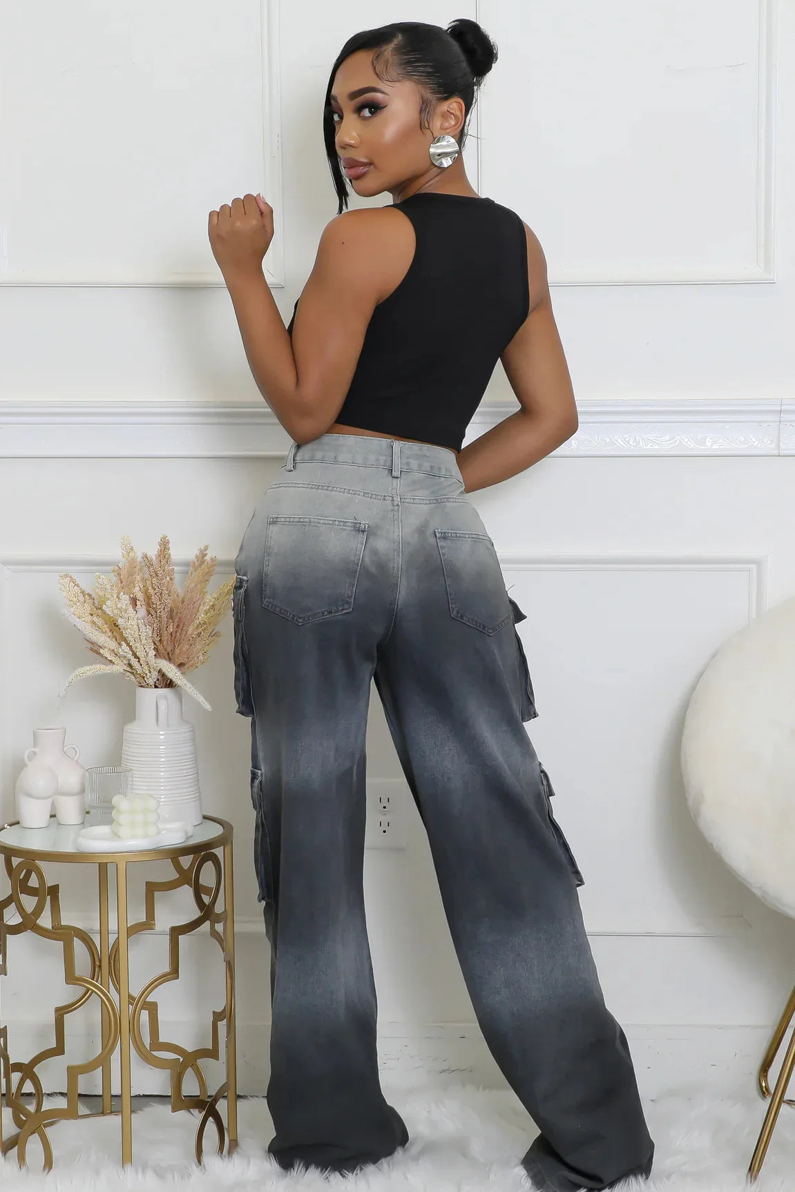 Jeans Women Denim Long Pant Cargo Pants Gradation Pockets High Waist Straight Trousers Y2k Streetwear Party Club Casual Loose Aviola