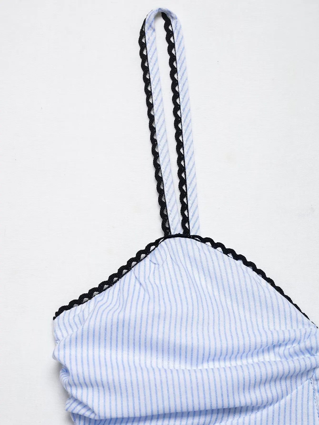 UNIZERA Pleated contrast lace trim striped suspender dress 2025 summer new arrivals women's casual loose midi dress Aviola