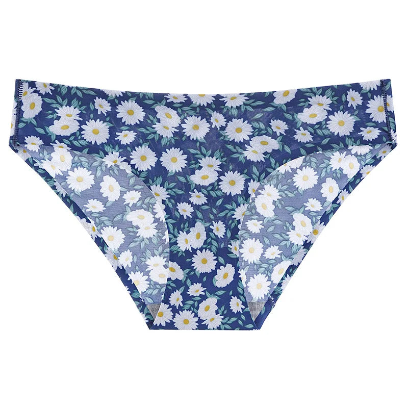 Woman Seamless Panties Women Ice Silk Underwear Printed Female Underpants Big Size Sexy Underwear Girls Briefs NK2153 Aviola