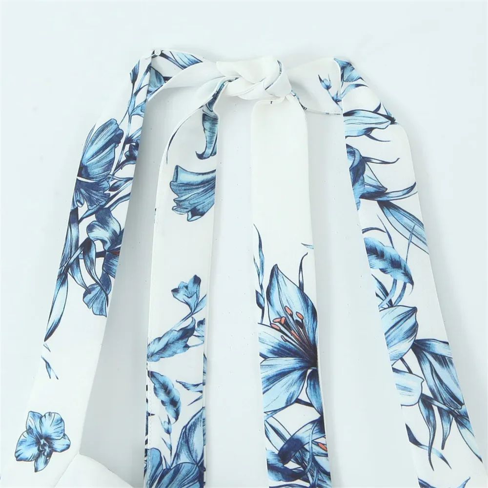 BM&MD&ZA2025Flower Print Halter Collar Summer New Arrivals Women's Backless Casual A-line Dress Short Skirt Aviola