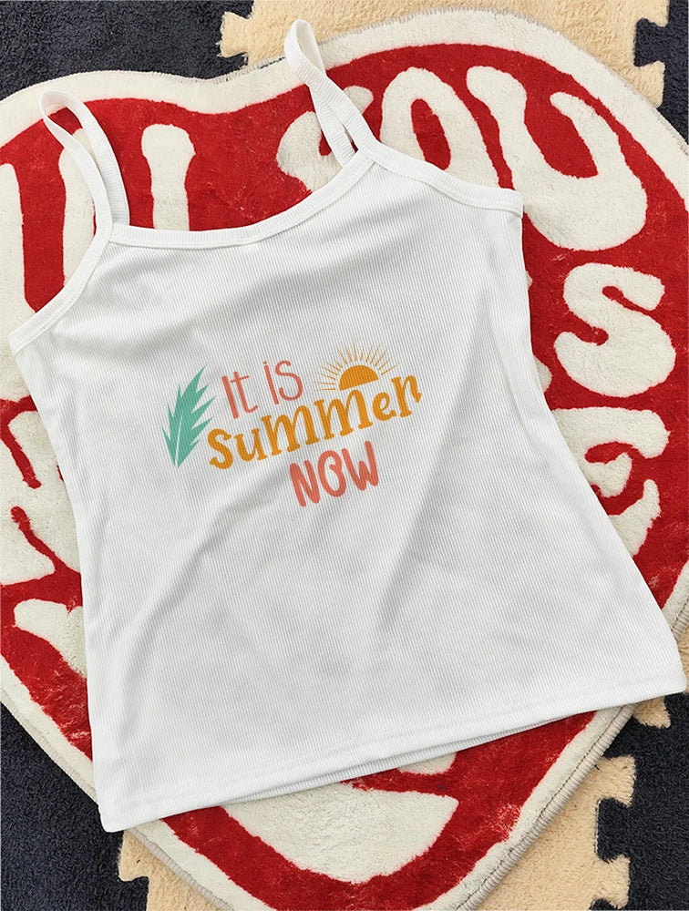 2024 Europe and the United States street new print season art text short sleeve women Y2K women's T-shirt vest halter Aviola