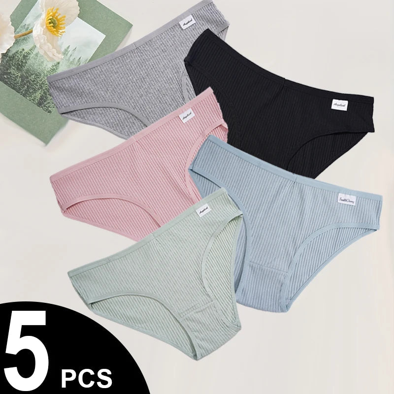 5PCS Sexy Women's Briefs Comfortable Breathable Stretch Underwear Comfortable Cotton Panties Lingerie Aviola