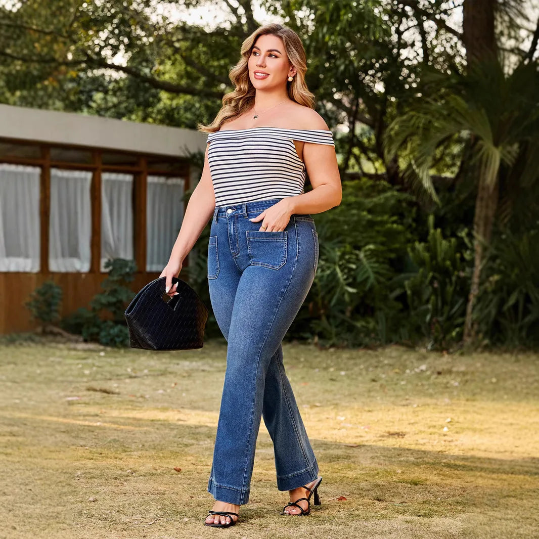 Denim Pant Women Jeans Long Pants High Waist Straight Trousers Y2k Streetwear Casual Party Club Elegant Splice Mom Jeans 2025 Aviola