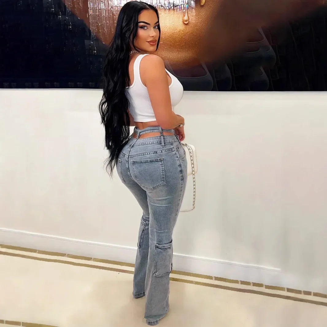 Jeans Women Denim Straight Pants Streetwear Mom Full Length High Waist Multiple Pockets Distressed Washed 2025 Vintage Trousers Aviola