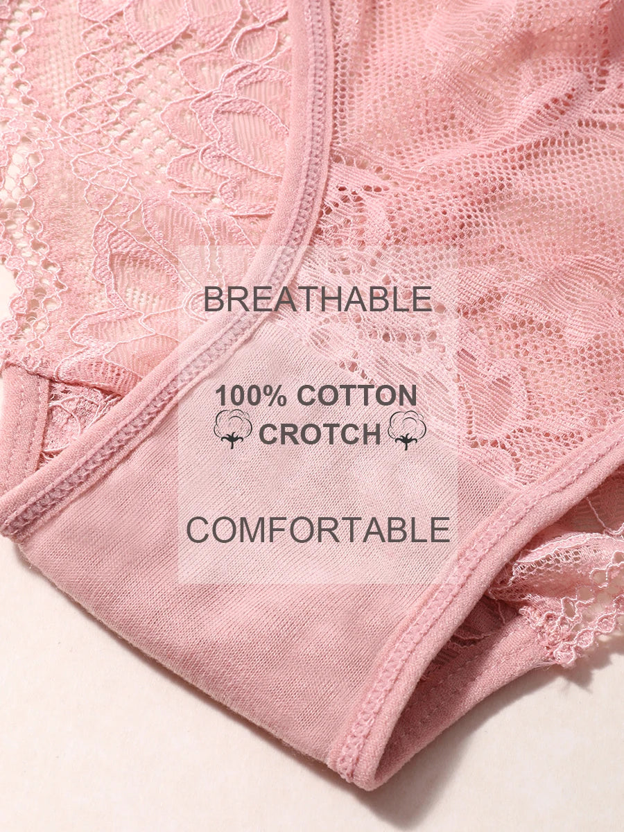 3PCS/Set Sexy Transparent Briefs Lace Panties for Women Lingerie Panties Floral Lace Female Underwear Ladies Underpants Lingerie Aviola