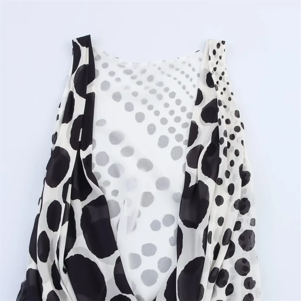 BM&MD&ZA2025all-match temperament polka dot sleeveless backless beach holiday style long dress summer new women's clothing Aviola