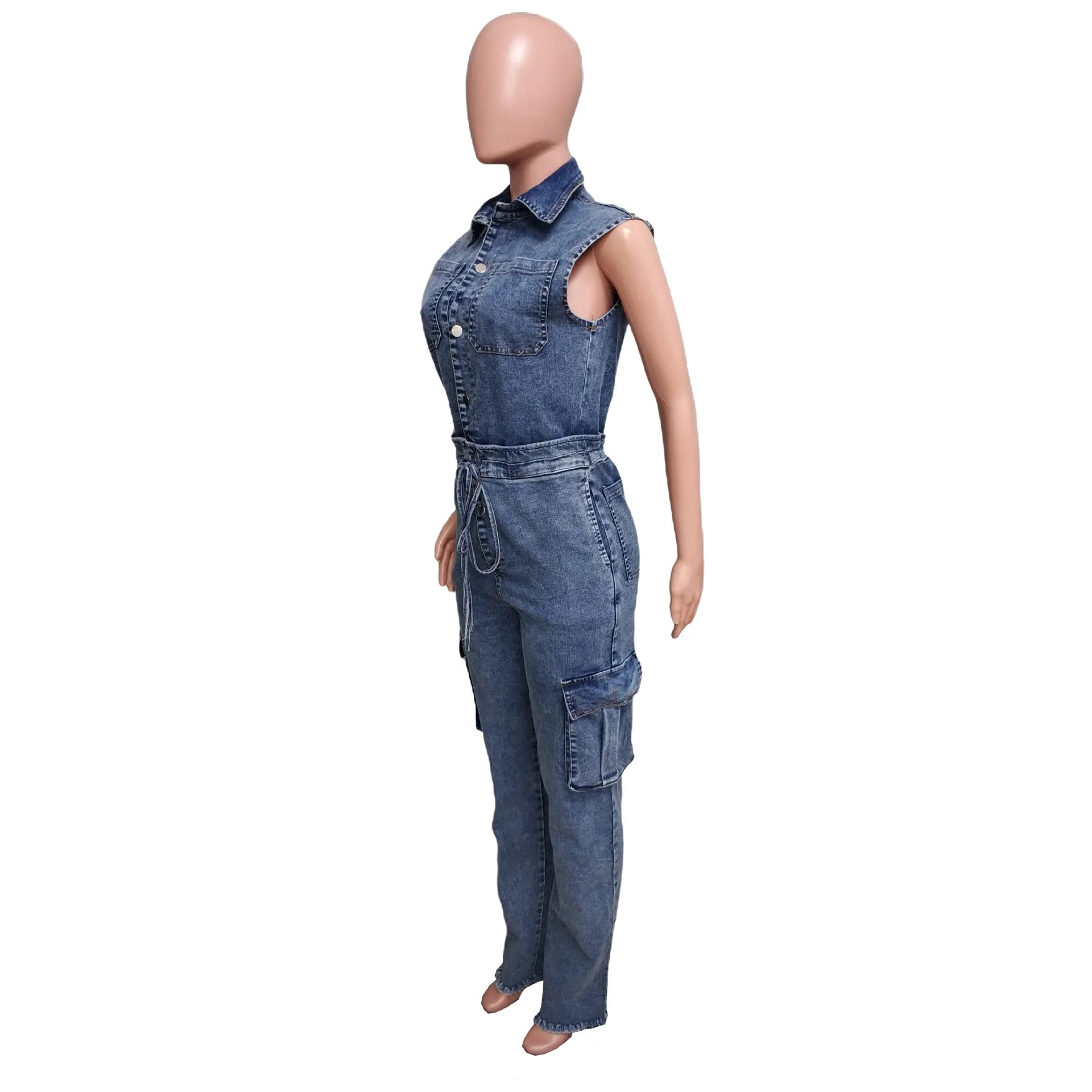Demin Overalls Women Slim Fit Jumpsuits Sleeveless One Piece Long Pants Mom Jeans High Waist Y2k Club Party Casual Rompers Aviola