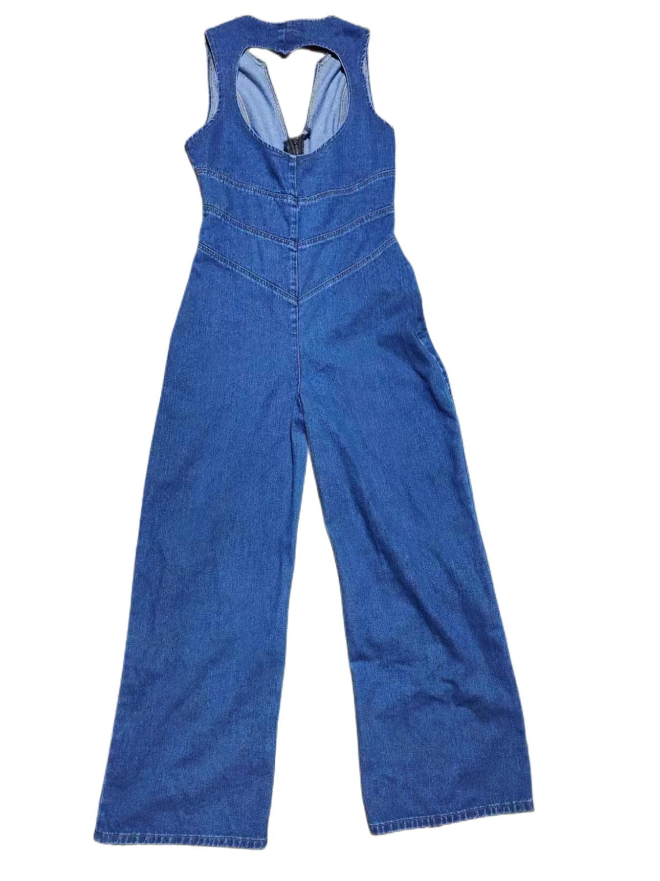 One Piece Denim Jumpsuit Summer New Slim Thin Backless High Waist Overalls Jeans Sleeveless Zipper V Neck Rompers Long Pants Aviola