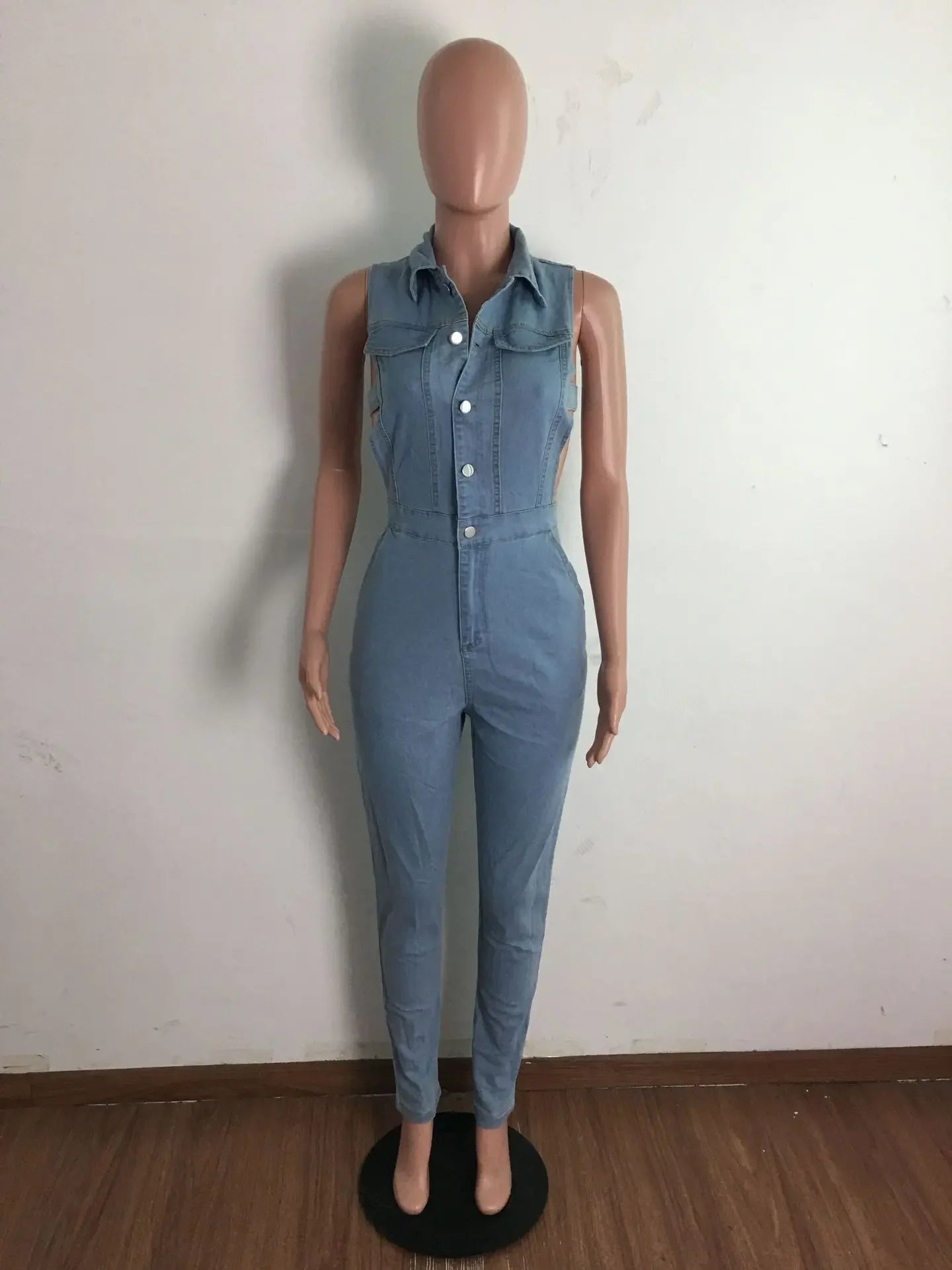 Hollow Denim Ankle Length Pants Women Overalls Spliced Washed Pencil Jeans Vintage Skinny Jean One Piece Button Sexy 2025 Aviola