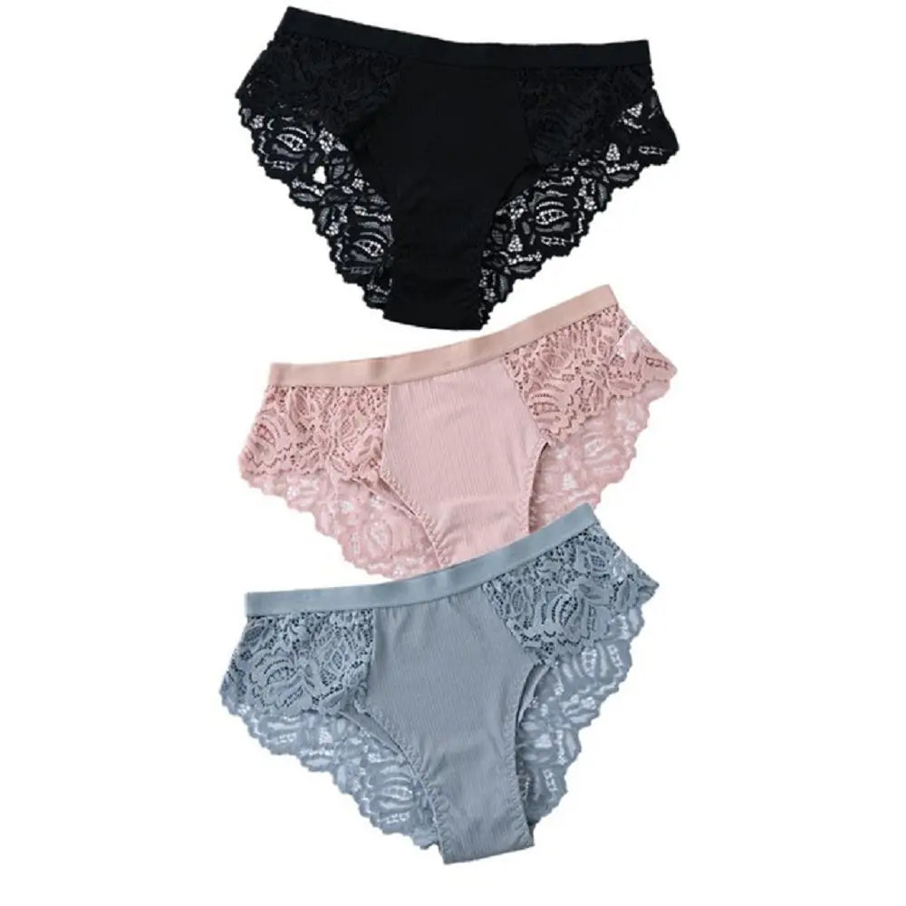 3pcs/Set Low-rise Lace Panties for Women Comfortable Soft Breathable Elastic Underwears Women's Sexy Fashionable Briefs Aviola