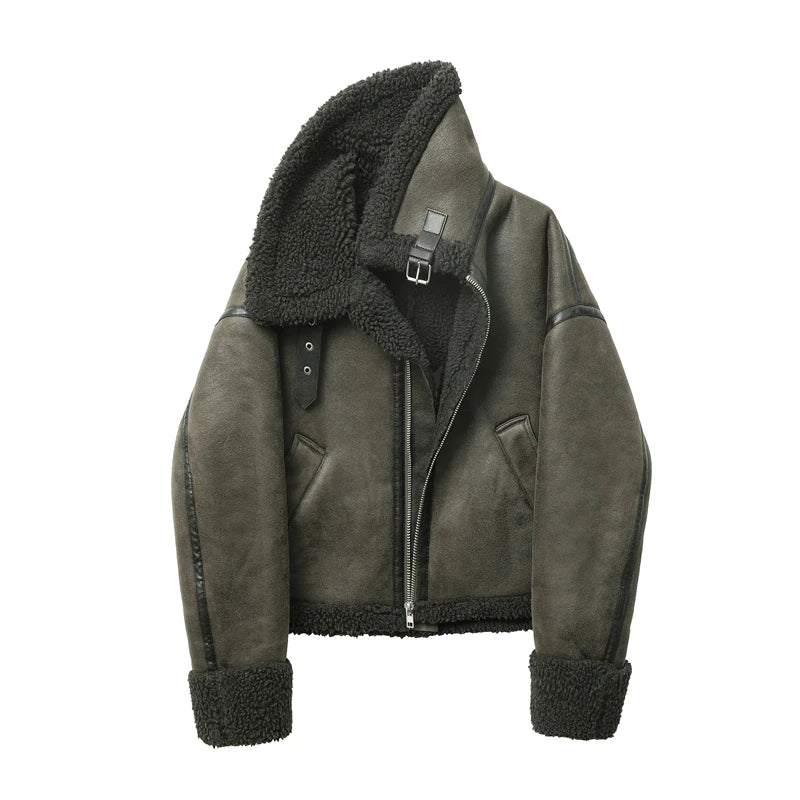 RARF 2024 women's thickened warm fur integrated grab fleece double-sided jacket jacket women's biker top Aviola