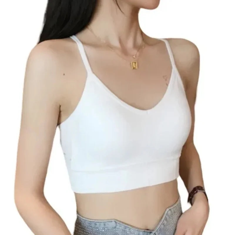 Seamless Bras For Women Crop Top Female Cross Straps Tank Top Push Up Bra With Removable Pads Summer Padded Camisole Aviola