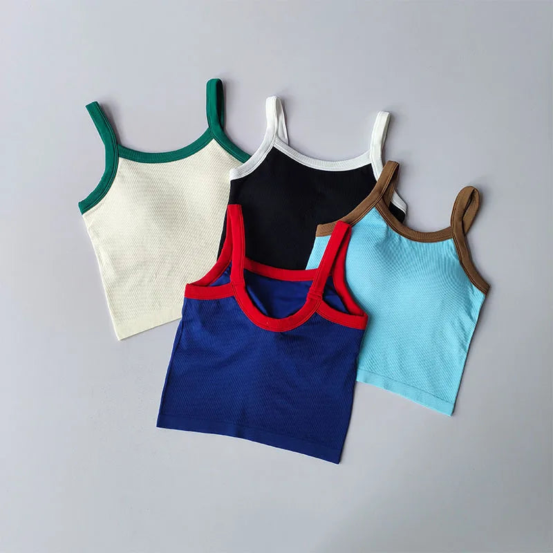 2024 New Sexy Sports Bras Women Fitness Vest Sports Top Tank Top Push Up Bra Running Fitness Breathable Stitching Color Yoga Bra Aviola