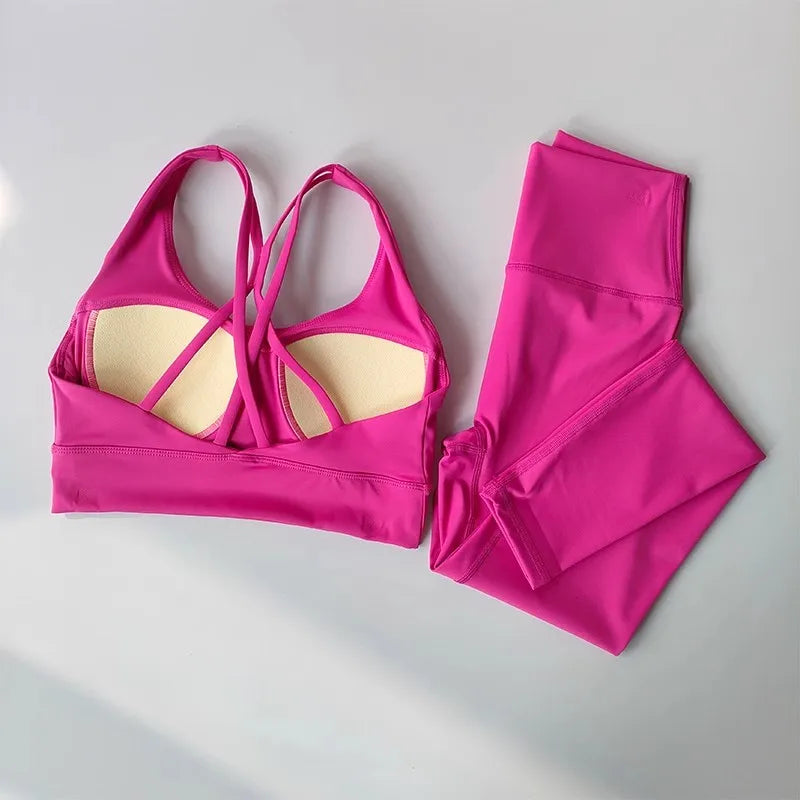 2pcs Women Seamless Yoga Set Sport Suit Gymwear Workout Clothes Gym Crop Top High Waist Legging Fitness Bra Set Sports Suits Aviola