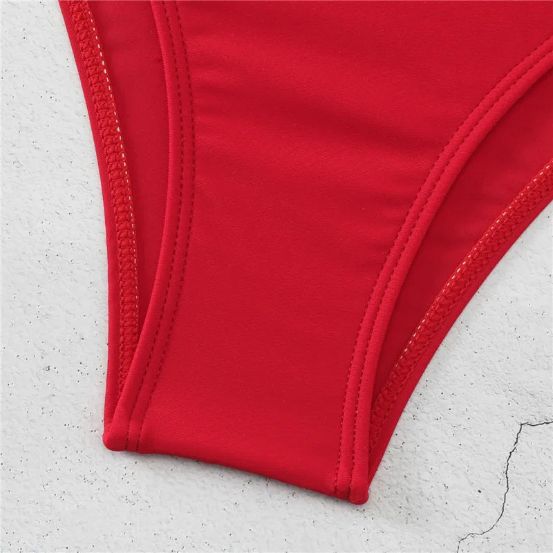 2025 New Sexy High Waist Two-piece Bikini Women's Solid Swimsuit Hollow Sling Backless Swimwear Tight Cross Gathered Beachwear Aviola