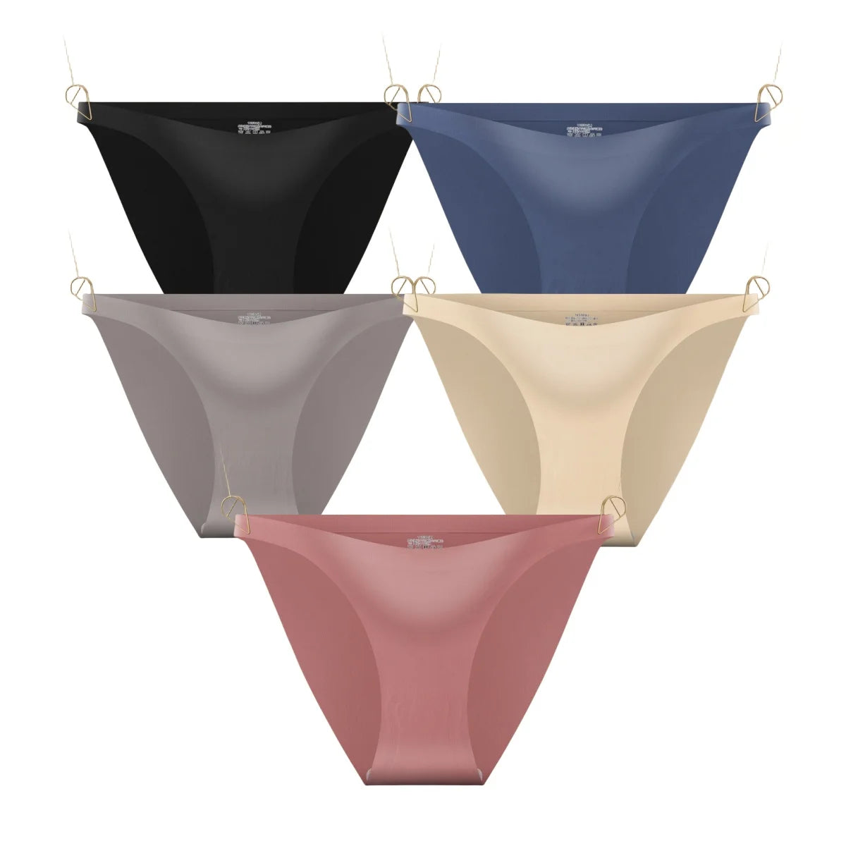 5Pcs/Set Seamless Briefs Ice Silk Panties Women Sexy Underwear Low Waist Underpants Female Solid Color Ultra-thin Lingerie Aviola